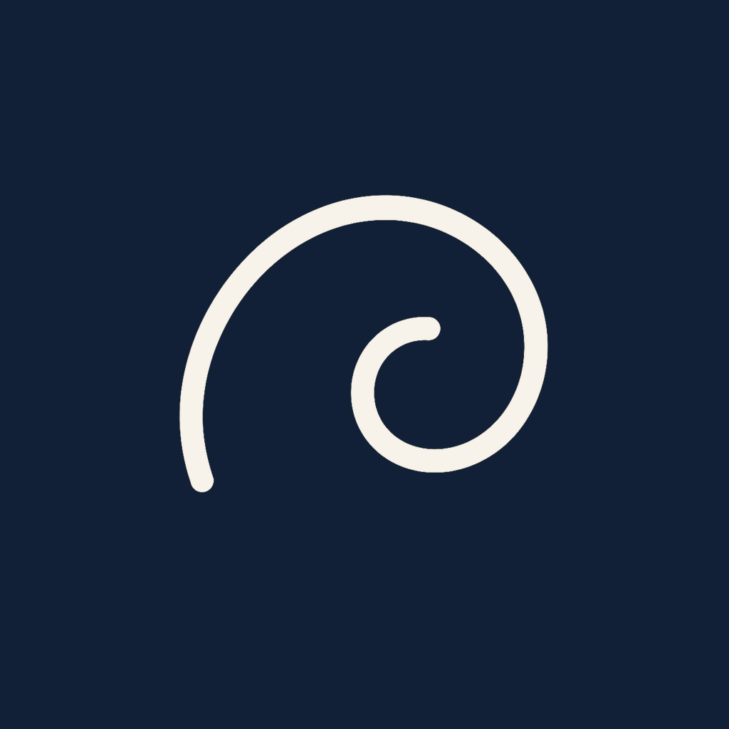 Return Here cream spiral on navy